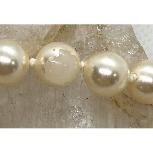 Vintage Japan Faux Pearl Knotted Beaded Single Strand 19'' Necklace Fish Hook - Picture 7 of 10